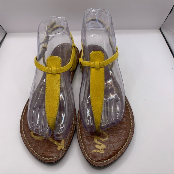 Sam Edelman Gigi Yellow Thong T Strap Flat Sandal Women 8M F12 - Picture 2 of 7